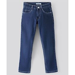 Pine Kids Full Length Solid Stretchable Jeans - Dark Blue