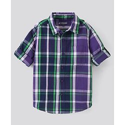 Pine Kids Cotton Woven Full Sleeves Shirt Stripes Print - Purple