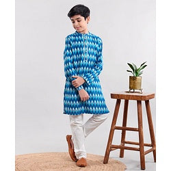 Pine Kids Full Sleeves Kurta Pajama Set - Blue