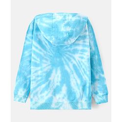 Pine Kids Full Sleeves Biowashed Hooded Sweatshirt Tie & Dye Print- Blue