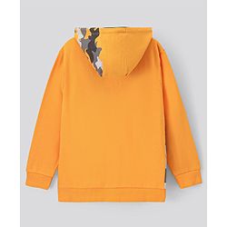 Pine Kids Full Sleeves Biowashed Hooded Sweatshirt Camo Print- Orange