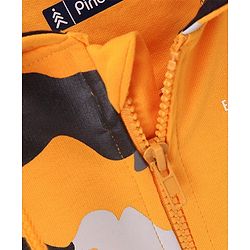 Pine Kids Full Sleeves Biowashed Hooded Sweatshirt Camo Print- Orange