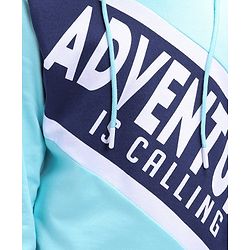 Pine Kids Cotton Knit Full Sleeves Bio-Wash Sweatshirt Text Printed - Iced Aqua