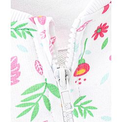 Pine Kids Cotton Knit Full Sleeves Bio Washed Sweatshirt Floral Print - Snow White