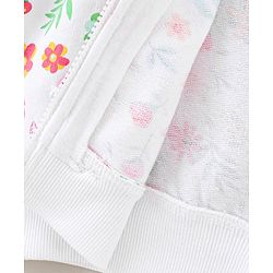 Pine Kids Cotton Knit Full Sleeves Bio Washed Sweatshirt Floral Print - Snow White