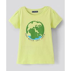 Pine Kids Cotton Knit Half Sleeves Graphic Print T Shirt - Green