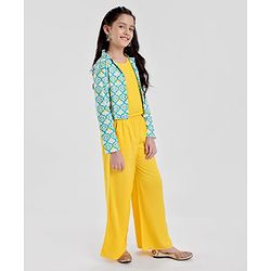 Pine Kids Cotton Woven Kurti Palazzo Set with Shrug - Yellow