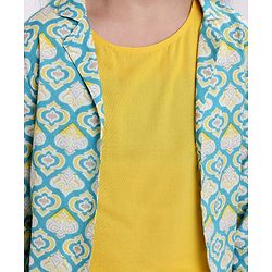 Pine Kids Cotton Woven Kurti Palazzo Set with Shrug - Yellow