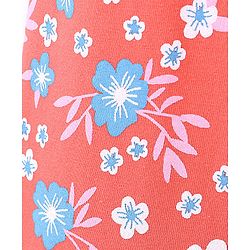 Pine Kids Full Length Stretchable & Biowashed Cotton Leggings Solid & Floral Print Pack Of 2 - Blue Red
