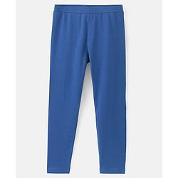 Pine Kids Full Length Stretchable & Biowashed Cotton Leggings Solid & Floral Print Pack Of 2 - Blue Pink
