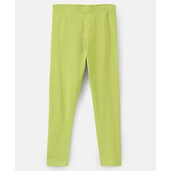 Pine Kids Full Length Cotton Biowashed Stretchable Leggings Floral Print & Solid Pack Of 2 - Green Grey