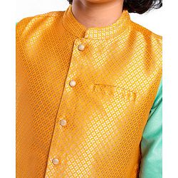 Pine Kids Full Sleeves Kurta Pyjama Set with Nehru Jacket - Radiance Blue