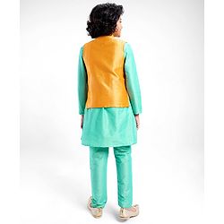 Pine Kids Full Sleeves Kurta Pyjama Set with Nehru Jacket - Radiance Blue