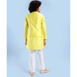 Pine Kids Full Sleeves Kurta Pyjama Set with Embroidered Bandi - Yellow