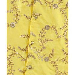 Pine Kids Full Sleeves Kurta Pyjama Set with Embroidered Bandi - Yellow