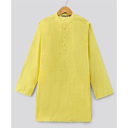 Pine Kids Full Sleeves Kurta Pyjama Set with Embroidered Bandi - Yellow