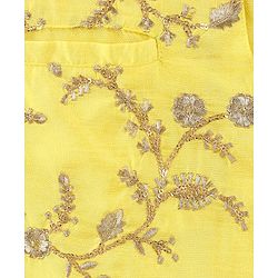 Pine Kids Full Sleeves Kurta Pyjama Set with Embroidered Bandi - Yellow