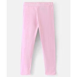 Pine Kids Cotton Ankle Length Biowashed  Stretchable All Over Printed & Solid Color Leggings Pack Of 2 - Blue Pink