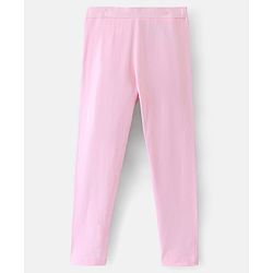 Pine Kids Cotton Ankle Length Biowashed  Stretchable All Over Printed & Solid Color Leggings Pack Of 2 - Blue Pink