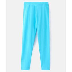 Pine Kids Ankle Length Biowashed Cotton Stretchable Leggings Leopard Print & Solid Pack Of 2 - Blue