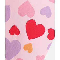 Pine Kids Full Length Stretchable and Biowash Cotton Leggings Heart Print with Solid Pack of 2 - Pink