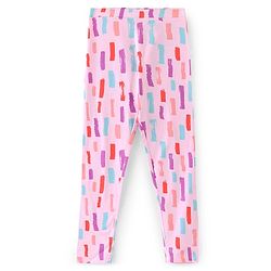 Pine Kids Full Length Stretchable and Biowash Cotton Printed & Solid Color Leggings Pack of 2 - Pink Blue