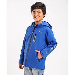 Pine Kids Light Winter Full Sleeves Hooded Solid Colour Sweat Jacket - Royal Blue