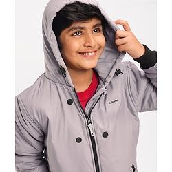 Pine Kids Full Sleeves Light Winter Wear Hooded Jacket - Grey