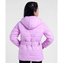 Pine Kids Full Sleeves Solid Winter Wear Padded Hooded Jacket - Pink