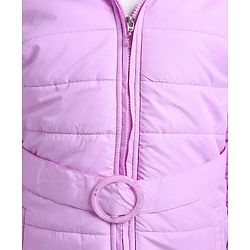 Pine Kids Full Sleeves Solid Winter Wear Padded Hooded Jacket - Pink