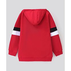 Pine Kids Full Sleeves Biowashed Hooded Sweatshirt Text Print- Red