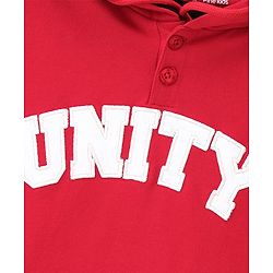Pine Kids Full Sleeves Biowashed Hooded Sweatshirt Text Print- Red