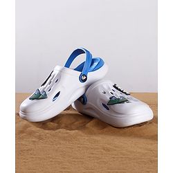Pine Kids Clogs Mountain And Text Patch - White Blue