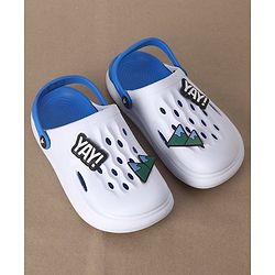 Pine Kids Clogs Mountain And Text Patch - White Blue