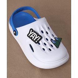 Pine Kids Clogs Mountain And Text Patch - White Blue