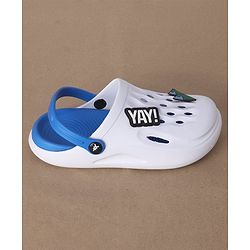 Pine Kids Clogs Mountain And Text Patch - White Blue