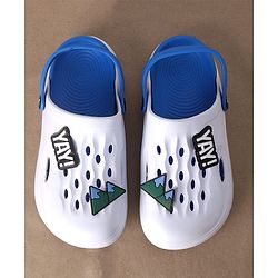 Pine Kids Clogs Mountain And Text Patch - White Blue
