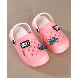 Pine Kids Clogs Mountain And Text Patch - Pink