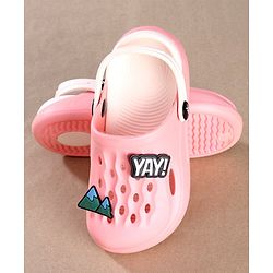 Pine Kids Clogs Mountain And Text Patch - Pink