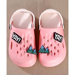 Pine Kids Clogs Mountain And Text Patch - Pink