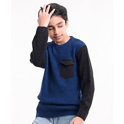 Pine Kids Full Sleeves Moderate Winter Colour Block Pullover Sweater - Multicolour