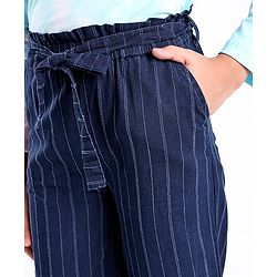 Pine Kids Full Length Cotton Striped Culottes- Blue