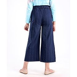 Pine Kids Full Length Cotton Striped Culottes- Blue