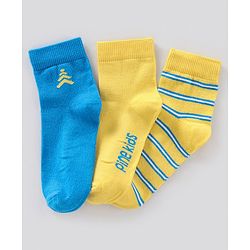 Pine Kids Regular Length Antimicrobial Socks Stripes Design Pack of 3 - Multicolor