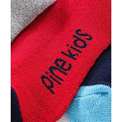 Pine Kids Anti Microbial Ankle Length Terry Socks Text Print Set of 3 Pairs (Color May Vary)
