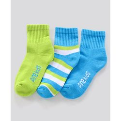 Pine Kids Ankle Length Anti Microbial Washed Terry Socks Pack of 3 (Color May Vary)