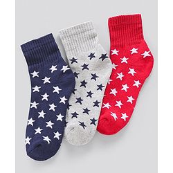 Pine Kids Anti Microbial Ankle Length Terry Socks Star Print Set of 3 Pairs (Color May Vary)