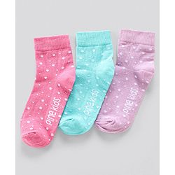 Pine Kids Anti Microbial Socks Dot Design Set of 3 Pairs (Color May Vary)