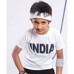 Pine Active Half Sleeves Sports T-Shirt India Print - White