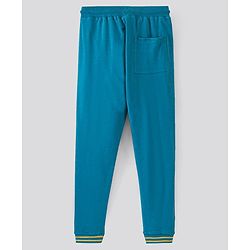 Pine Kids Full Length 100% Cotton Knit Biowashed Joggers Text Print - Blue